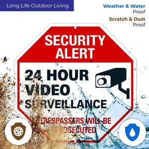 Panneau d'avertissement de sécurité octogonal - Avertissement : Les trespassants seront poursuivis - Panneau pour la maison et les entreprises - Product Image 4