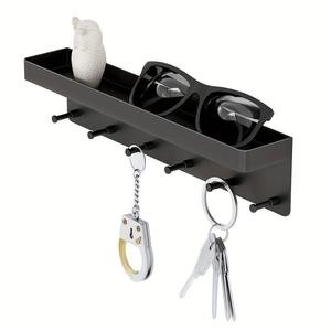 Porta Llaves de Plástico para Pared, Decorativo, con 6 Ganchos, Organizador de Correo y Llaves, Color Negro - Product Image 5
