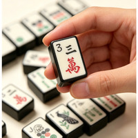 Mahjong moderne noir, ensemble de tuiles de Mahjong américain, cadre Dragon Paon Vase, pour les fêtes et le divertissement