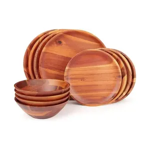 Juego de vajilla de madera superventas en Amazon, plato de comedor familiar, ensaladera, tabla de fideos italianos, suministros de cocina, vajilla de madera