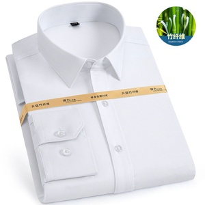 Camicia da uomo in fibra di bambù, a maniche lunghe, elastica, antipiega, <span class=keywords><strong>professionale</strong></span>, tinta unita, slim-fit, da lavoro. - Product Image 2