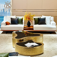 Ensemble de canapés blancs BS Foshan Factory, 3 places, table basse, design moderne, meubles de salon pour villa, salon de luxe