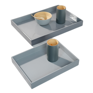 Plateau de service en laque de luxe, plat rectangulaire décoratif à haute brillance pour table basse - Product Image 1