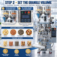 Machine d'emballage DEEPACK pour recettes de pop-corn avec alimentation en granulés et liquides pour essais d'emballage sous film d'ingrédients combinés