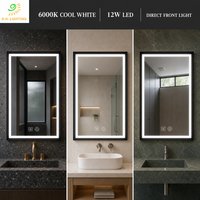 Miroir de salle de bain Joystar à LED avec éclairage frontal, cadre en fer couleur personnalisée, 50x70cm, tactile et à intensité variable, pour salles de bain d'hôtellerie