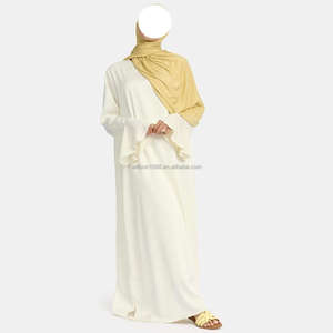 Abito Willson in Jersey Satinato <span class=keywords><strong>con</strong></span> Maniche, Scollo a V, Elegante, Comodo, Semplice, Delicato, Stile Liscio <span class=keywords><strong>con</strong></span> Spacchi Laterali, Abaya per Donne - Product Image 5