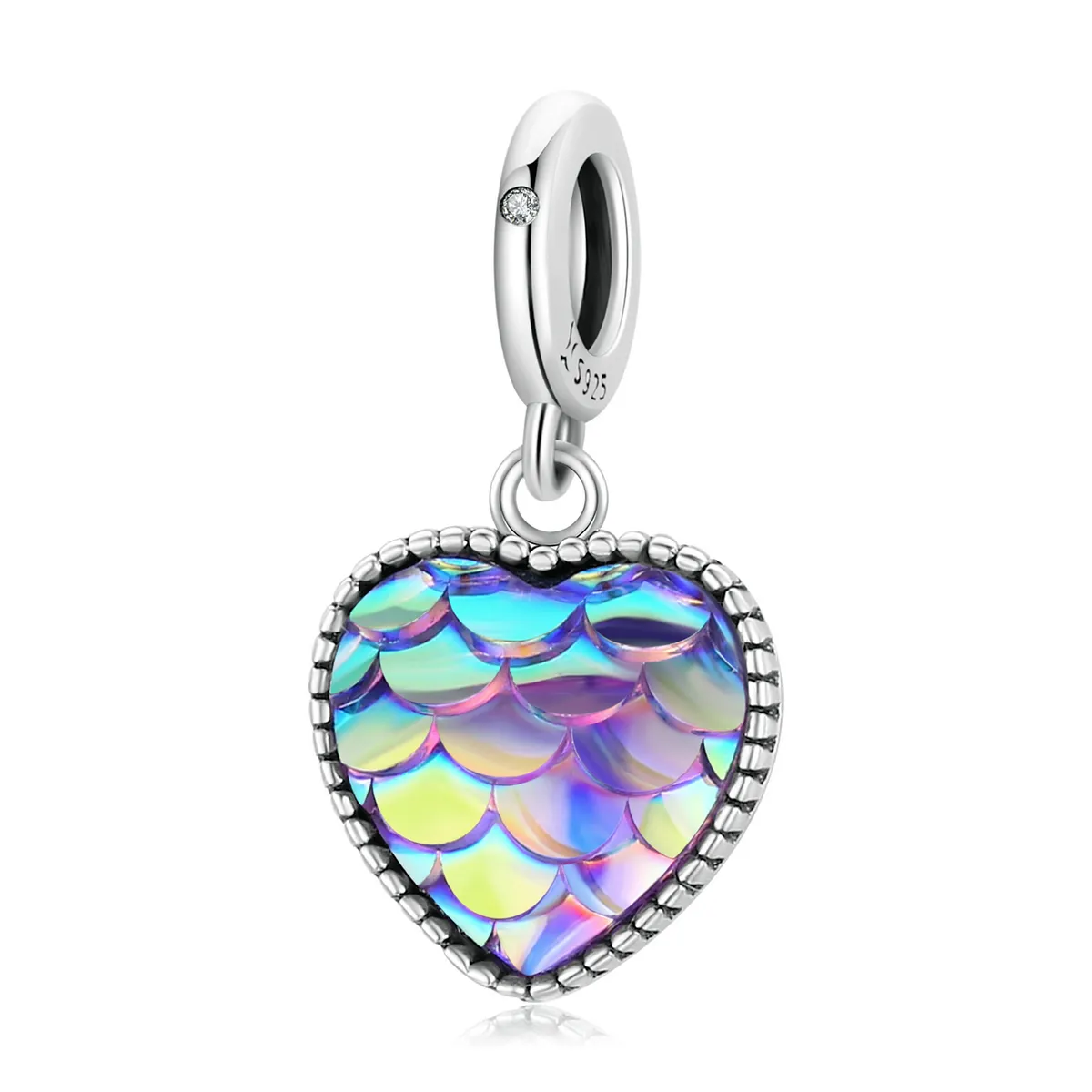 Sterling silver S925 Fish Scale Heart Pendant Bracelet Charms