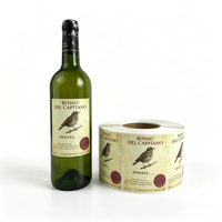Étiquettes personnalisées en vinyle imperméables et résistantes aux UV, motif oiseau vintage, estampage or/argent, découpées à la forme, pour bouteilles de vin