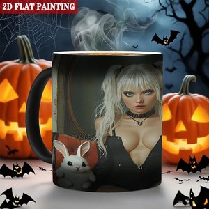 Frosted Black 11oz <b>Ceramic</b> <b>Mug</b> Heat Color Changing Cup 2D Flat Painting Design - Product Image 6