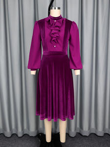 Ocstrade Robe de Soirée de Luxe en Velours à Manches Longues pour Femme, Robe de Créateur Automne-Hiver, Grande Taille Élégante - Product Image 3