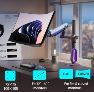 แขนยึดจอเกมมิ่ง NB ERGONOMIC สำหรับจอแบน/จอกว้างพิเศษ/จอก้นโค้ง ขนาด 32 ถึง <span class=keywords><strong>60</strong></span> นิ้ว ขาตั้งจอแบบ Heavy Duty รองรับมาตรฐาน <span class=keywords><strong>VESA</strong></span> รุ่น G80 - Product Image 2