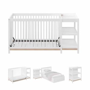 Cuna Moderna Convertible 5 en 1 con Cajón, Cama de Madera Maciza para Dormitorio, Juego de Muebles para Guardería, Mesa de Pañales de Lujo - Product Image 5