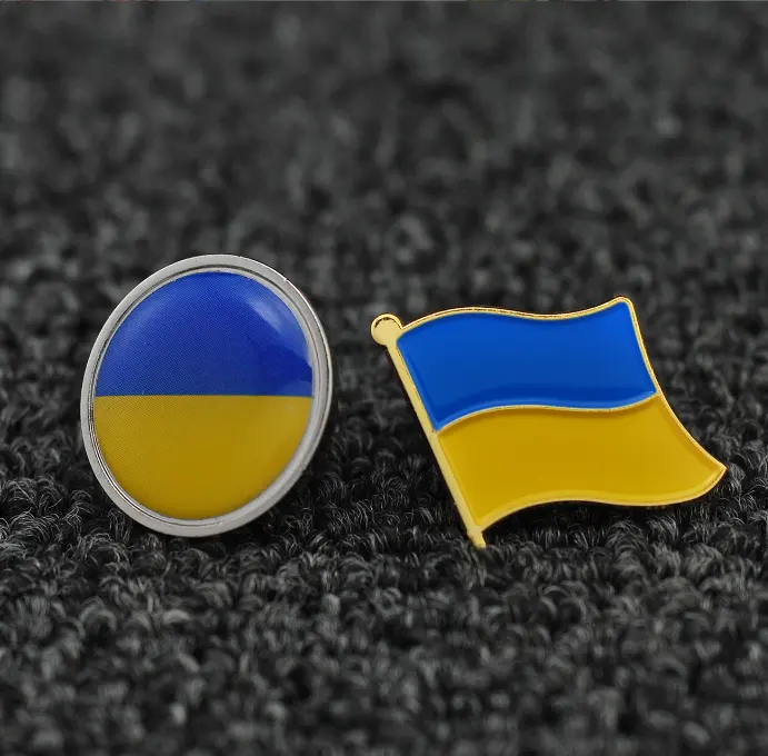 الجملة أوكرانيا دبوس معدني على شكل راية تصنيع أقف مع أوكرانيا معطف من الأسلحة دبابيس