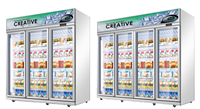 Fournisseur chinois vente spéciale nouveau modèle double porte air forcé ventilateur refroidissement vertical porte en verre congélateur