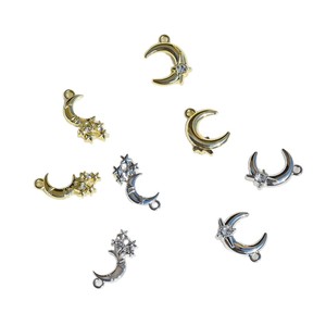 Pendentif Charme Lune avec Étoiles Diamantées pour la Fabrication de Bijoux, Accessoires DIY, Unisexe, Usage Quotidien, Lune Dorée KC, Lune Blanche K, Étoiles - Product Image 3