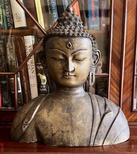 Gran latón fundido Fengshui Buda busto pátina bronce Buda cabeza escultura Tang <span class=keywords><strong>dinastía</strong></span> - Product Image 6