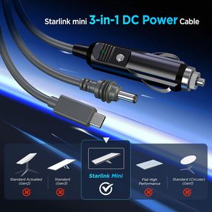 Cable de Alimentación CC 3 en 1 para Starlink Mini, con Doble Anillo de Silicona, Impermeable, 18AWG, Cargador para Auto, Salida CC, Tipo <span class=keywords><strong>C</strong></span>, Accesorio - Product Image 3