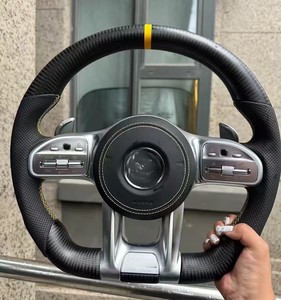 Volant en cuir intégral pour Mercedes <span class=keywords><strong>Amg</strong></span> <span class=keywords><strong>E</strong></span> CLASS W213 E53 E63 W206 C43 C63 W223 S63 GLC X253 W463 G63 SL EQS W177 C118 X167 - Product Image 6