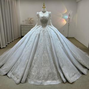 Vestido de Novia con Cuentas Brillantes, Vestido de Novia con Falda Voluminosa, Estilo Corte, Vestido de Novia de Lujo Tipo Princesa Lsjj27 - Product Image 1