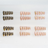 Fabricant d'ongles pressés, forme amande moyenne, style gothique étoile en noir, colle gel, ongles artificiels réutilisables, faux ongles en acrylique, manucures