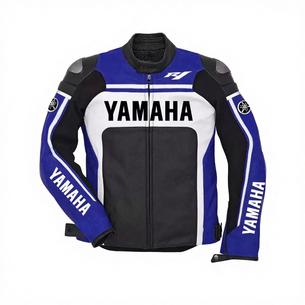 White Printed Jacket Yamaha