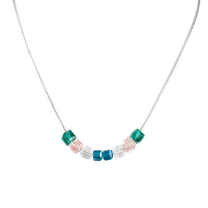 สร้อยคอคริสตัล ไทเทเนียมสตีลทรงเรขาคณิต ดีไซน์คริสตัลลูกบาศก์น้ำตาลขนาดเล็ก สำหรับสวมใส่ทุกวัน - Product Image 5