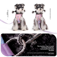 Harnais pour chien en polyester respirant et anti-étouffement avec doubles anneaux en D, patchwork contrasté, confortable et durable