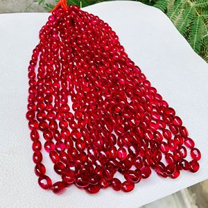 Cuentas de Corindón Rubí de Calidad AAAA+ Nuevas, Extremadamente Hermosas, Forma Ovalada, Cuentas Ovaladas Lisas, Cuentas de Piedras Preciosas de Rubí para la Fabricación de Joyas - Product Image 3