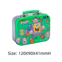 Boîte rectangulaire en fer blanc avec poignée - Boîte à bonbons à couvercle rabattable en deux parties, petite boîte à lunch portable en métal, boîte cadeau en fer blanc