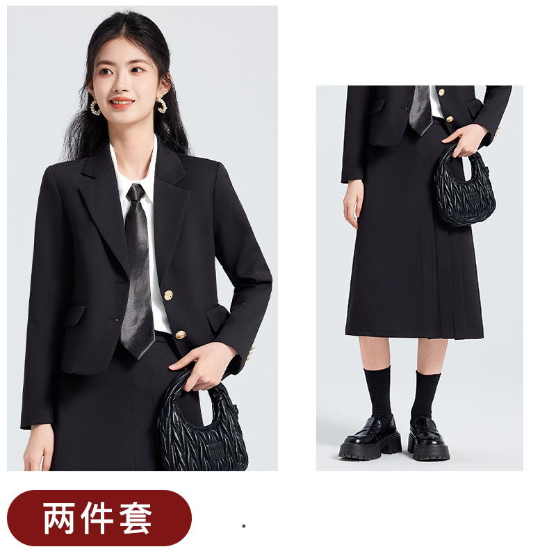 Black long-sleeved suit dress