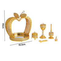 Brûleur d'encens Bakhoor en métal de décoration en cristal de couleur arabe de luxe avec plateau en forme de pomme pour la décoration intérieure