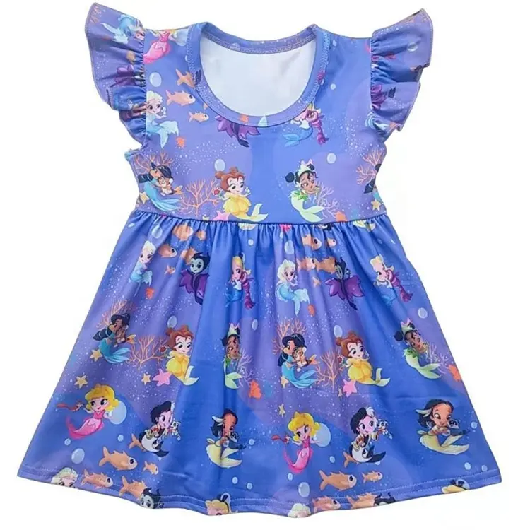 New Summer Cotton Baby Girl Cartoon Short Sleeve Dress Children Clothing Kids Princess Dress Children Casual Clothes 0-12 Years