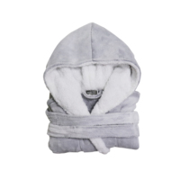 Peignoir à capuche en flanelle de polyester 100% personnalisé pour femmes vêtements de nuit pour femmes avec manches longues chemise de nuit pour adultes dans des vêtements gris