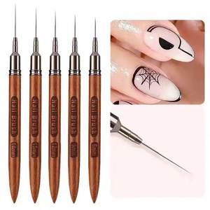 Pinceau liner pour nail art avec manche en bois de santal, virole métallique, pointe ultra-fine, stylo pour contour de fleurs - Product Image 5