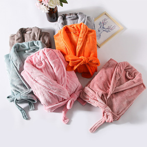 Robes de chambre thermiques unisexes pour l'hiver et l'automne, douces et chaudes en flanelle, vêtements de nuit pour femmes, vente en gros de robes de chambre de spa pour adultes et robes de chambre du matin - Product Image 3