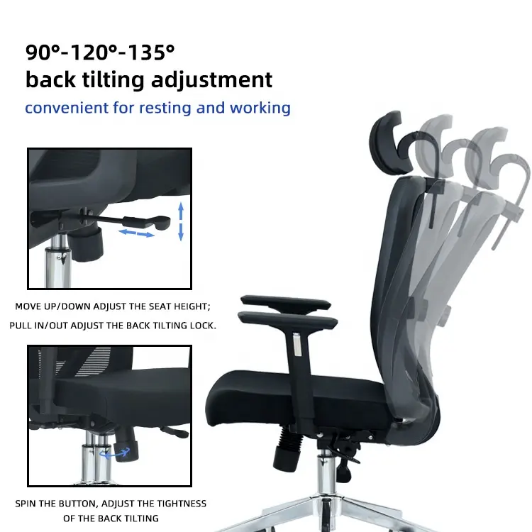 B15-silla ergonómica de oficina con reposacabezas, B15