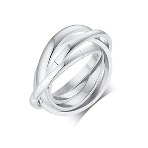 Women's Stainless Steel Pvd Plated Gold <strong>Silver</strong> Rose Triple Band Interlocked Rolling <strong>Ring</strong> <strong>Spinner</strong> Fidget <strong>Ring</strong> - Product Image 4