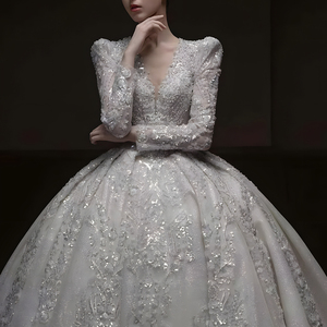 Jancember LSHT043 Clásico con cuello en V Sin espalda Vestidos de novia para mujer Vestidos para mujer - Product Image 2