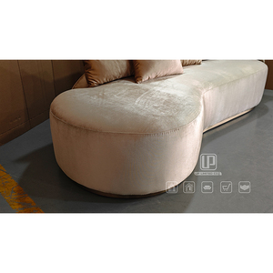 Factory Direct Sell Mini Pillow Couch Living Room Furniture Curved <b>Sofas</b> <b>Bed</b> in Beige Velvet Color 01 Curved <b>Bed</b> 01 - Product Image 3