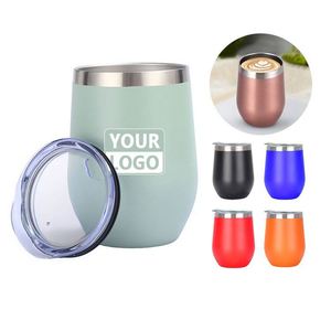Vente en gros de gobelets à vin en acier inoxydable personnalisés de 12 oz, isolés sous vide, en forme d'œuf, avec couvercles - Product Image 3