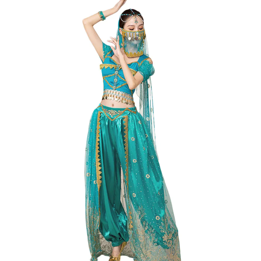 उत्कृष्ट उच्च गुणवत्ता वाले वयस्क हेलोलीन अलदीन जामाइन राजकुमारी प्रदर्शन सूट चौड़ा पैर पैंट