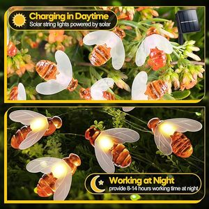 Vente en gros de nouvelles fonctionnalités guirlandes solaires de jardin abeille 10 LED étanches simulation abeilles solaires lumières extérieures - Product Image 3