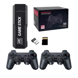 จอยเกมไร้สาย 2.4G สไตล์เรโทร สีดำ*2 สำหรับ N64/<span class=keywords><strong>PSP</strong></span>/PS1 เครื่องเล่นเกมทีวี <span class=keywords><strong>X2</strong></span> Plus พร้อมเกมในตัว 30,000 เกม หน่วยความจำ 64GB - Product Image 1