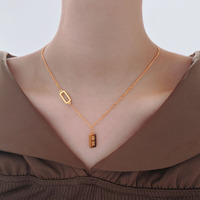Collier pendentif tendance de luxe en acier inoxydable plaqué or 18 carats, chaîne à maillons, design minimaliste pour femme, cadeau d'anniversaire