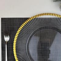 Assiettes de présentation élégantes à bord doré de 13 pouces Centres de table en plastique pour mariage en vrac Assiettes de présentation pour décoration de fête de mariage