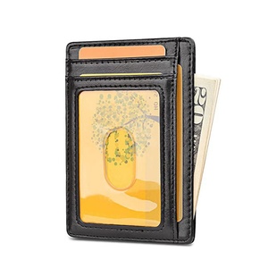 Minimalist Slim Business <b>RFID</b> <b>Blocking</b> Leather <b>Wallet</b> Front Pocket Card Holder Open Closure Anti-Theft Feature for Men Women - Product Image 6