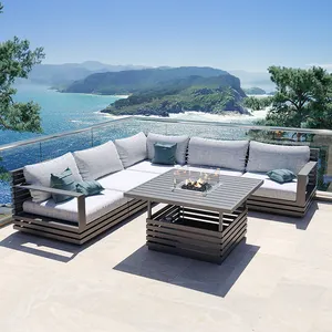 Minimalist tasarım özel bahçe mobilyaları otel veranda açık kanepe alüminyum bahçe kanepe seti dış mekan mobilyası