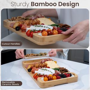 Juego de Platos de Bambú para Delicatessen, un Gran Tablero de Quesos de Bambú, Juego de Regalo Equipado con Platos, Utensilios y Artículos de Servicio para Exhibir Carnes - Product Image 3