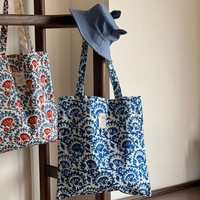Sac fourre-tout bohème personnalisé avec logo, imprimé floral indien, en toile, pour boutique, vente au détail et cadeau de voyage