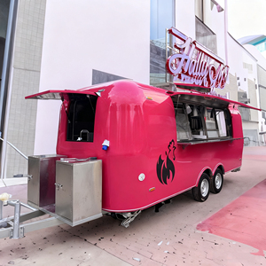 Chariot de vente ambulante de crème glacée rouge fraise, véhicule de service alimentaire mobile, équipement de restauration en acier inoxydable à 4 roues - Product Image 1